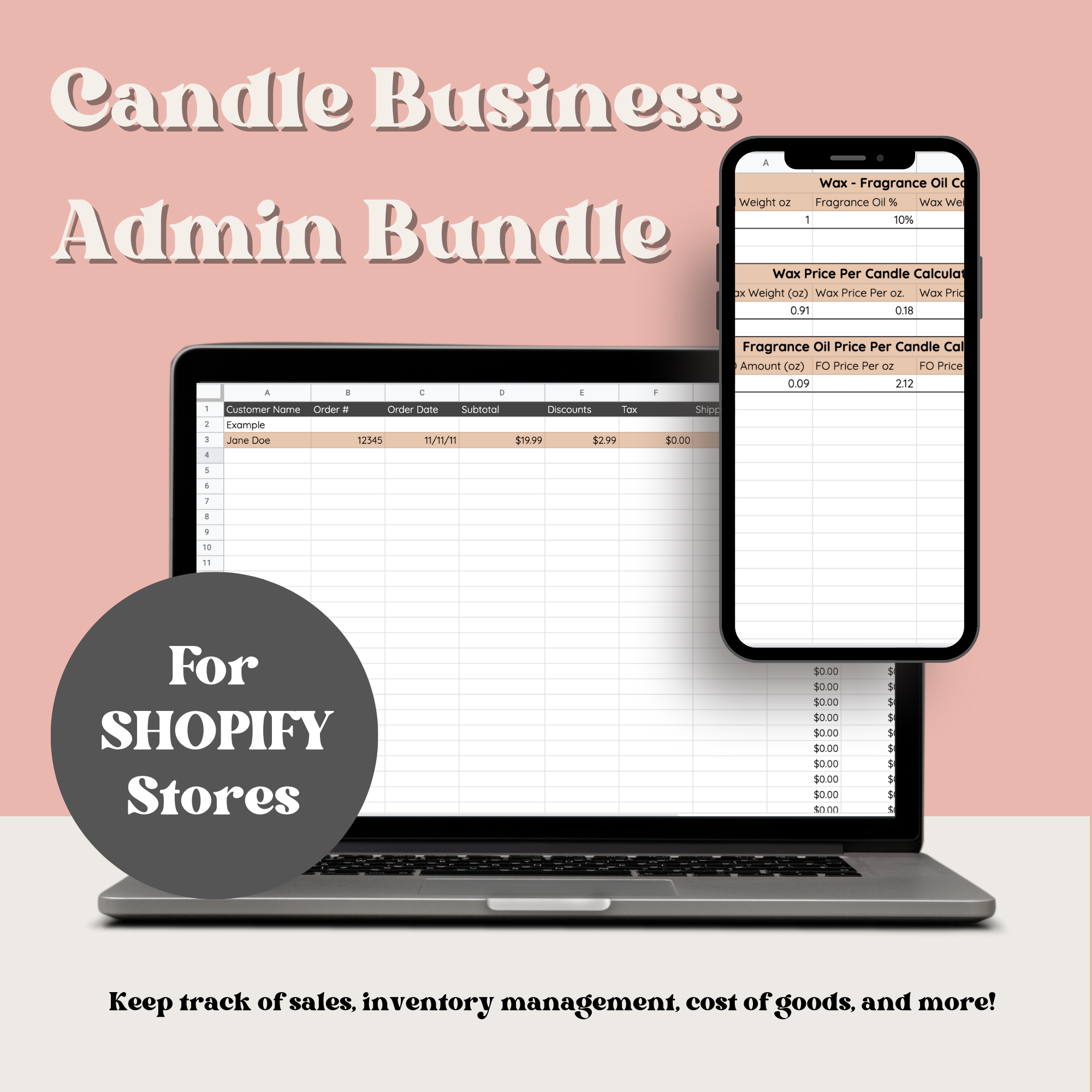 Candle Business Admin Bundle For Shopify - Google Sheets Template