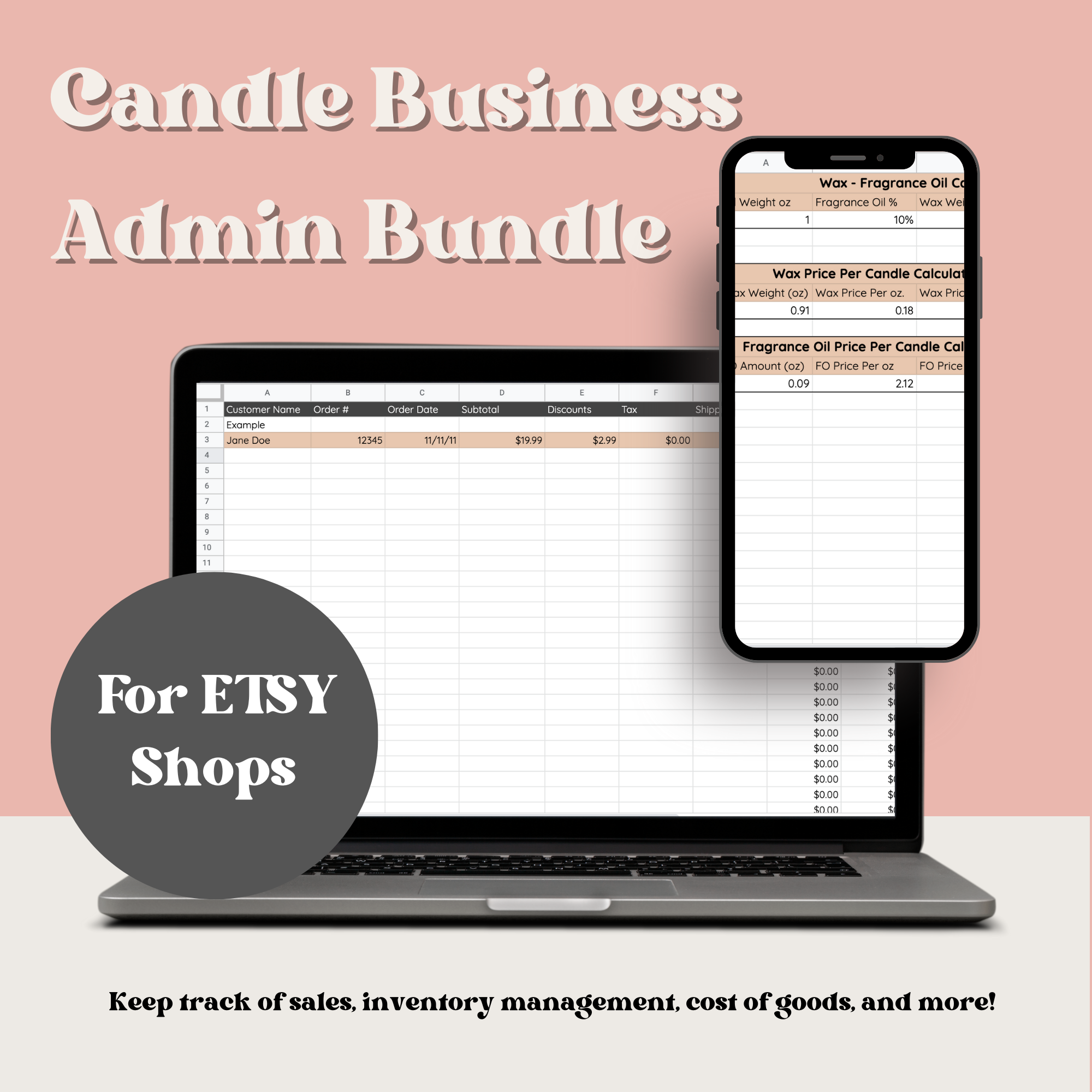 Candle Business Admin Bundle For Etsy - Google Sheets Template